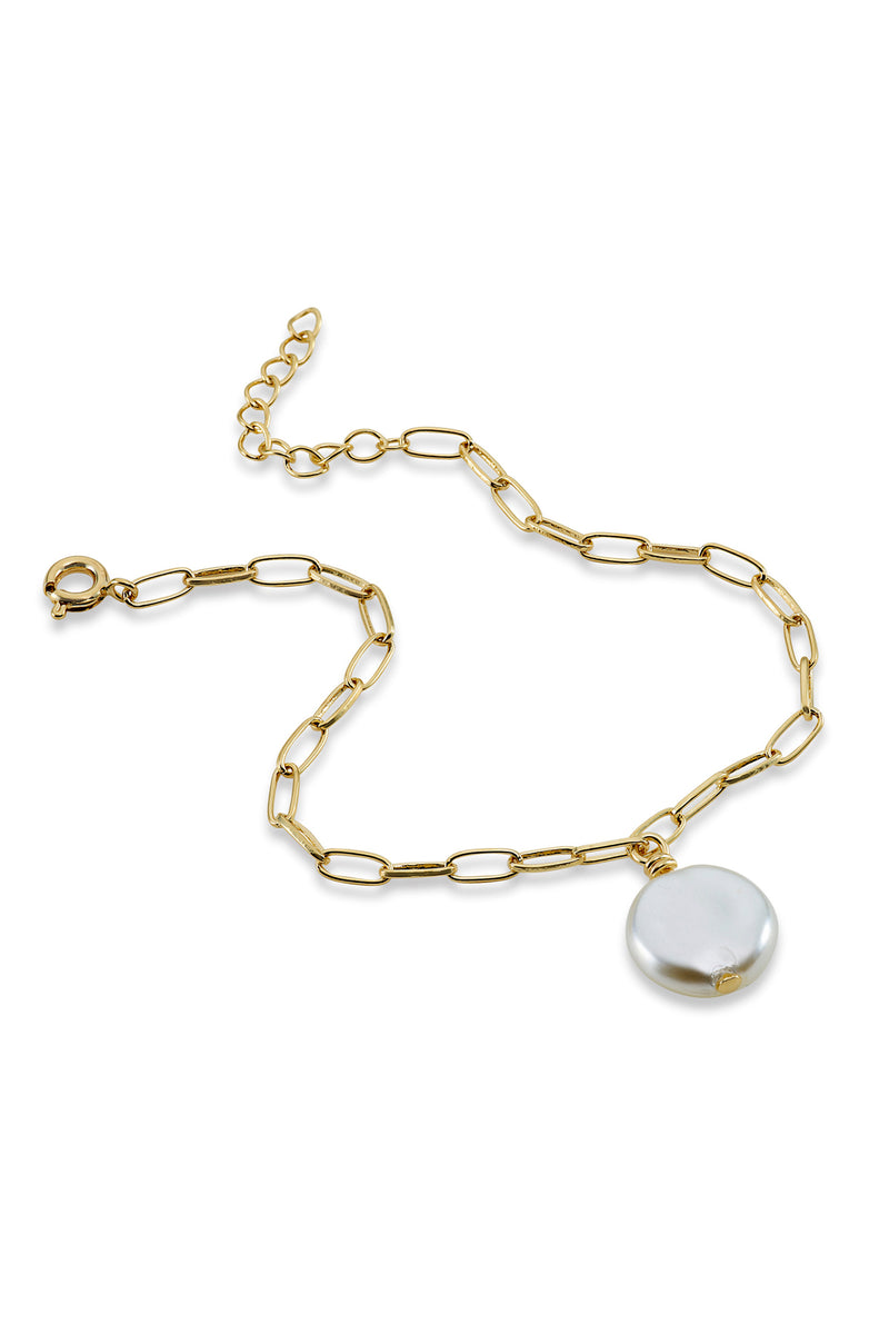 By Brigitte 'Arial' 18ct Yellow Gold Plated Freshwater Pearl Bracelet
