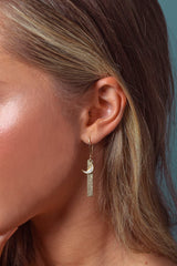 By Brigitte 'Aurora' Solid 9ct Yellow Gold Diamond Moon Drop Earrings