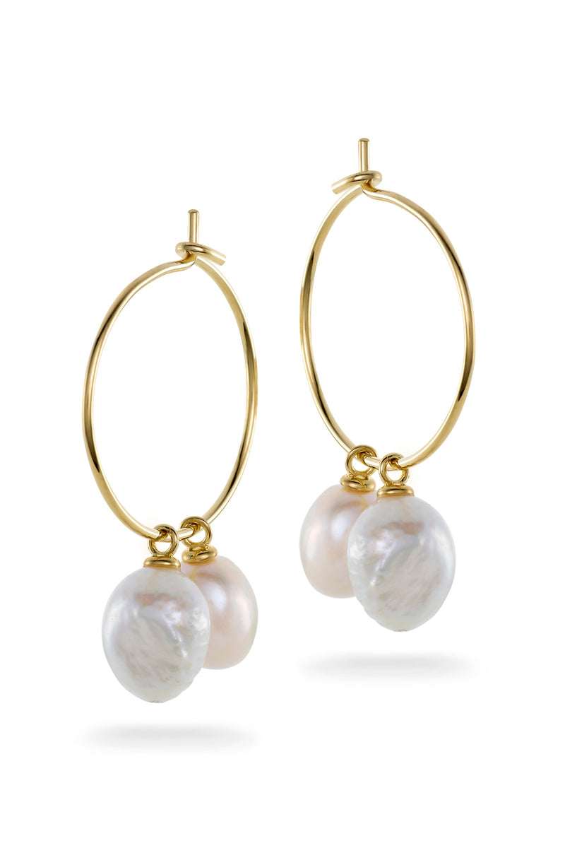By Brigitte 'Avalon' 18ct Yellow Gold Plated Pearl Earrings
