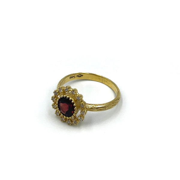 Rhodolite garnet and diamond gold ring