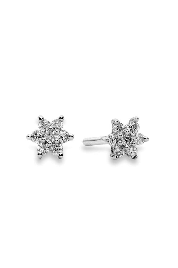 By Brigitte 'Bloom' Solid 9ct White Gold Diamond Stud Flower Earrings