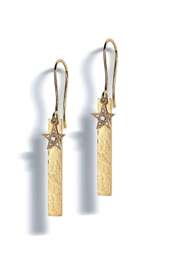 By Brigitte 'Celeste' Solid 9ct Yellow Gold Star Diamond Drop Earrings