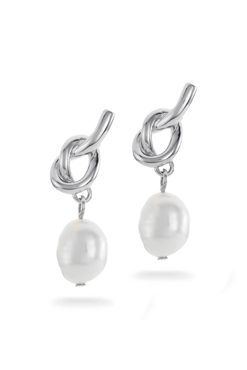 By Brigitte 'Eshelby' 18ct White Gold Plated Pearl Earrings