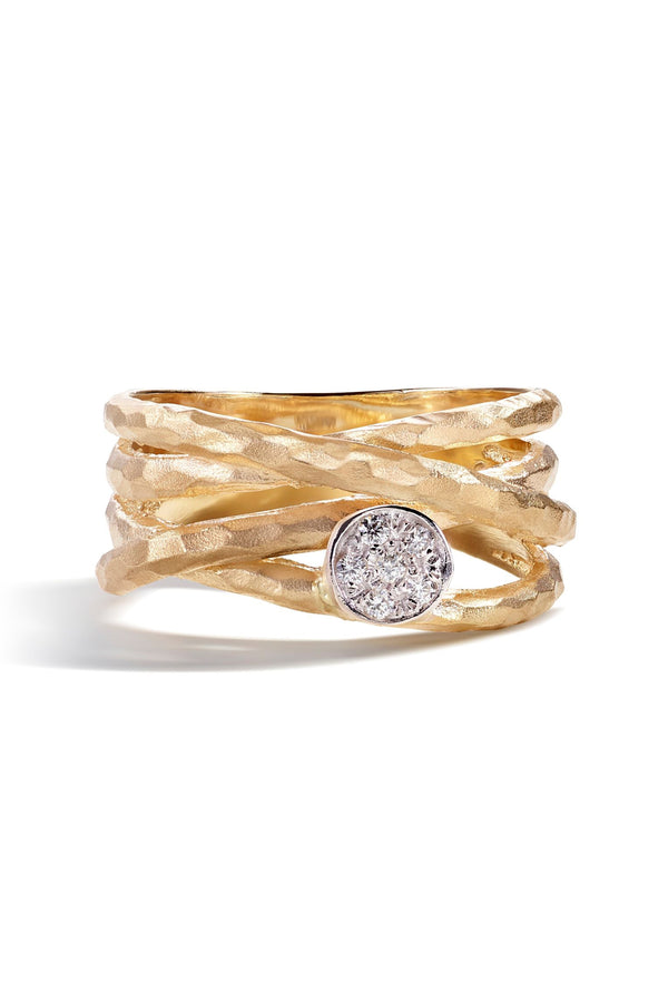 By Brigitte 'Faye' Solid 9ct Yellow Gold Coil and Diamond Ring