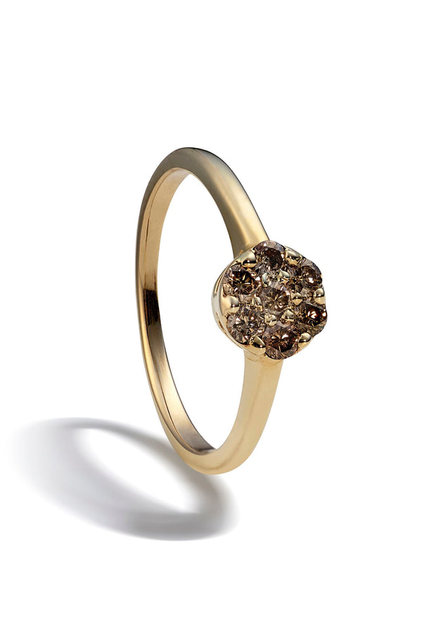 By Brigitte 'Leo' Solid 9ct Yellow Gold Natural Brown Diamond Ring