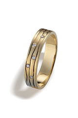 By Brigitte 'Portia' Solid 9ct Yellow Gold Band Ring With Diamonds