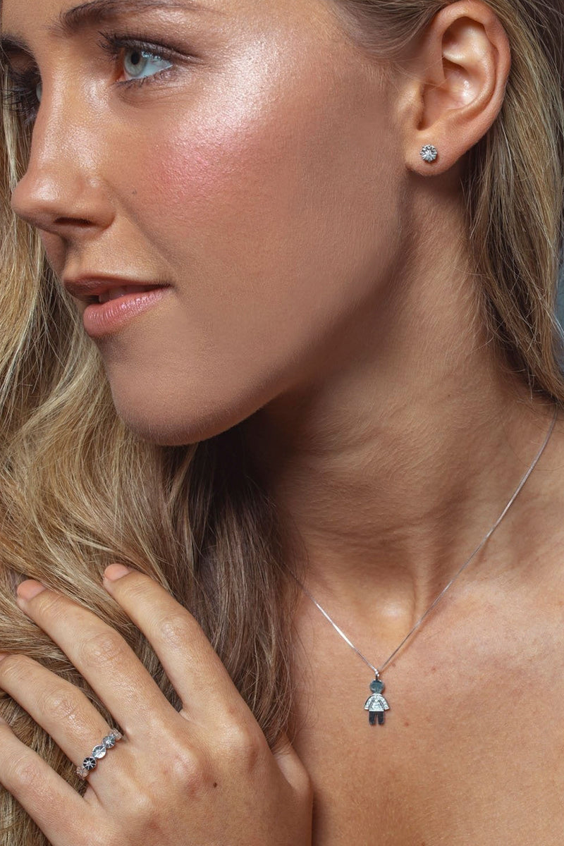 By Brigitte 'Stellar' Solid 9ct White Gold Star Diamond Stud Earrings